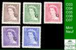 Canada, Overprint G (Unitrade & Scott # O33 - O37), Comlpete Set - Mint VF - Neufs