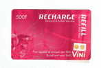 VINI Recharge De 500 F CFP - Rose "Plastifiée" - 4° Modèle - TBE à LUXE - Polinesia Francese