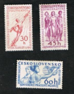 CECOSLOVACCHIA (CZECHOSLOVAKIA) -  SG 1036.1038  - 1958 CULTURAL EVENTS (COMPLET SET OF 3) - UNUSED WITHOUT GUM - Neufs