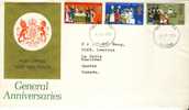 1970 Great Britain Cachet FDC With Part Set " General Anniversaries " Bedford Cancel Sent To Canada - 1952-1971 Pre-Decimal Issues