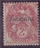 ANDORRE N° 3* NEUF AVEC CHARNIERE  TYPE BLANC - Neufs