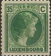 LUXEMBOURG 1926 Grand Duchess Charlotte - 35c. Green MH - 1926-39 Charlotte Rechterzijde