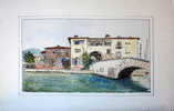 Etienne Petreto :Port Grimaud, Pont Canal Du Nord - Wasserfarben