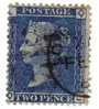 1858-59 Nº 27 Azul 2p Plancha 12 Obl.London LQQL   . - Gebruikt