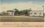 Spokane WA,  Richfield Service Gas Station And Spokane Lodge Motel On 1950 Vintage Curteich Linen Postcard - Spokane