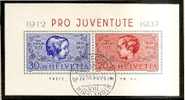 SWITZERLAND - 1937 PRO JUVENTUDE Souvenir Sheet  - Yvert # 3 - Zumstein # 831+841 - VF USED - Neufs