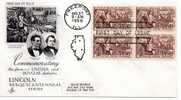 ★USA - FDC - 1958 - LINCOLN DOUGLAS DEBATES - BLOC DE 4 (093) - 1951-1960