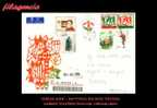 ASIA. CHINA. ENTEROS POSTALES. SOBRE ENTERO POSTAL 2004. MOTIVO EN DOS TINTAS. SOBRE CIRCULADO CHINA-COLOMBIA - Briefe