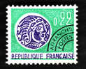 FRANCE  1969 -  Préo  Y&T 125   - Monnaie Gauloise   22c  Vert -  Sans Gomme - 1964-1988