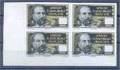 FRENCH COLONIES, AEF 20 FRANCS MISSING VALUE IMPERFORATED BLOCK OF 4 - NEVER HINGED **! - Neufs
