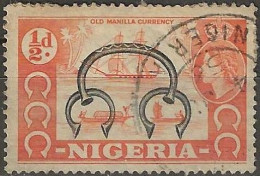 NIGERIA 1953 Old Manila Currency - 1/2d. - Black And Orange FU - Nigeria (...-1960)