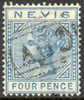 Nevis #26 Used 4p Victoria From 1882 - St.Christopher-Nevis-Anguilla (...-1980)