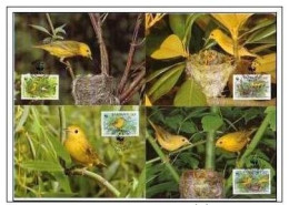 Barbados 1991 WWF W. W. F. Maximum Cards X4 Yellow Warbler Oiseaux Bird Birds Bird Birds - Tarjetas – Máxima