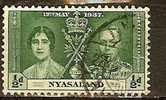 NYASALAND 1937 Coronation - 1/2d. - Green  FU - Nyasaland (1907-1953)