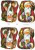 Planche  4 Pères Noël Avec Hotte, Dimension Planche 17x24 Cm - Kerstmotief