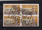 SPAIN 1945 HUERFANOS DE TELEGRAFOS ZARAGOZA BL4 #2 - Telegramas