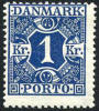 Denmark J22 Mint Never Hinged 1kr Dark Blue Postage Due From 1921 - Postage Due