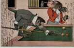 THEME ANIMAUX  -  SINGES HABILLES  -  Partie De Billard  -  PRECURSEUR (ILLUST.) - Affen