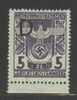 POLAND 1943 GENERAL GOUVERNMENT (WW2 3RD REICH OCCUPATION) GERICHTSKOSTEN (COURT REVENUE) 1943  5 ZL VIOLET OPT D BF#18 - Fiscale Zegels