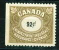 1960 92 Cent Canada Unemployement Insurance Stamp #FU76   MNH Full Gum - Fiscale Zegels