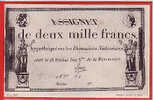 CARTE POSTALE BILLET ASSIGNAT DEUX MILLE FRANCS DOMAINES NATIONAUX Editeur A Bergeret Dos Simple 1900 état Scan - Monnaies (représentations)