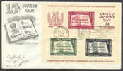 UN #38 Souvenir Sheet First Day Cover From 1955 - Briefe U. Dokumente