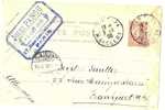 FRANCE - EP CARTE POSTALE TYPE SEMEUSE LIGNEE 10c DATE 608 REPIQUAGE COMMERCIAL JULES PANSU VOYAGEE JANVIER 1908 - Overprinter Postcards (before 1995)
