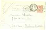 FRANCE - EP CARTE POSTALE TYPE SEMEUSE LIGNEE 10c DATE 427 REPIQUAGE COMMERCIAL LUNEL ARMATEUR VOYAGEE DECEMBRE 1904 - AK Mit Aufdruck (vor 1995)