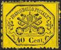 Roman States #24a XF Mint No Gum 40c Black & Yellow, Perf 13 Of 1868 - Papal States