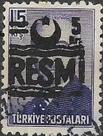 TURKEY 1955 Official - Inonu -  5k. On 15k Violet FU - Timbres De Service