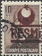 TURKEY 1951 Official - Inonu - 10k. - Brown  FU - Sellos De Servicio