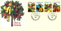 AUSTRALIA FDC FRUIT IN AUSTRALIA  FOOD  SET OF 4 STAMPS  DATED 11-02-1987 CTO SG? READ DESCRIPTION !! - Lettres & Documents