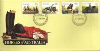 AUSTRALIA FDC ANIMAL HORSES OF AUSTRALIA SET OF 4 STAMPS DATED 21-05-1986 CTO SG? READ DESCRIPTION !! - Cartas & Documentos