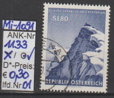 1961 - ÖSTERREICH - SM "75 Jahre Sonnblick-Observatorium" S 1,80 Ultramarin - O Gestempelt - S.Scan (1133o  01   At) - Used Stamps