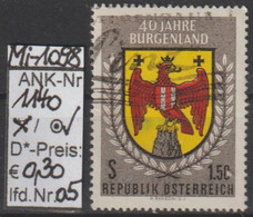 1961 - ÖSTERREICH -  SM  "40 Jahre Burgenland"  -  O  Gestempelt  - Siehe Scan (1140o 05   At) - Gebraucht