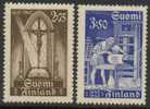 FINLANDE - 1942 -  YVERT  253-254 - IMPRESSION / WRITING - Ungebraucht