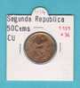 II REPUBLICA  50  CENTIMOS  COBRE  KM#754.1          1.937 #36    EBC/XF     DL-9154 - 50 Centimos