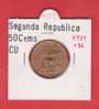 II REPUBLICA  50  CENTIMOS  COBRE  KM#754.1          1.937 #36    EBC/XF     DL-9155 - 50 Centiemos