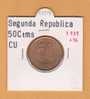 II REPUBLICA  50  CENTIMOS  COBRE  KM#754.1          1.937 #36    EBC/XF     DL-9157 - 50 Centesimi