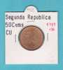 II REPUBLICA  50  CENTIMOS  COBRE  KM#754.1          1.937 #36    EBC/XF    DL-9163 - 50 Centiemen