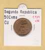 II REPUBLICA  50  CENTIMOS  COBRE  KM#754.1          1.937 #36    SC/UNC    DL-9169 - 50 Centimos