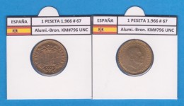 ESPAÑA / FRANCO   1  PESETA   1.966 #67  Aluminio-Bronce  KM#796  SC/UNC    T-DL-9255 - 1 Peseta