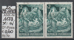 1963  - ÖSTERREICH - SM "Weihnacht" 2 S Blaugrün - 2x O  Gestempelt - S. Scan (1173o X2   At) - Gebraucht