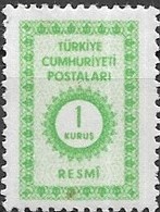 TURKEY 1965 Official -1k - Green  MNH - Neufs