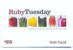 Ruby Tuesday,  U.S.A. Carte Cadeau Pour Collection # 2 - Treuekarten