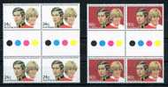 Australia 1981 Royal Wedding  Charles And Diana MNH Gutter Blocks Of 4 - Ongebruikt