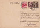 MESSINA / TRAPANI - Cartolina  Postale Italia Turrita L.1,20  + 2 + Cent. 80   -  05.04.1947 - Poststempel