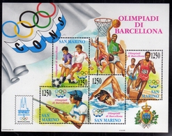 REPUBBLICA DI SAN MARINO 1992 OLIMPIADI BARCELLONA OLYMPIC GAMES BARCELONA BLOCCO FOGLIETTO BLOCK SHEET MNH - Blocchi & Foglietti