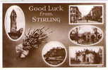 MULTI-VIEW " Good Luck From Stirling" - REAL PHOTO PCd - Stirlingshire - Scotland - Stirlingshire