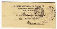 Franchigia / Palermo - Termini Imerese  - Intendenza Di Finanza  -  05.08.1927 - Portofreiheit